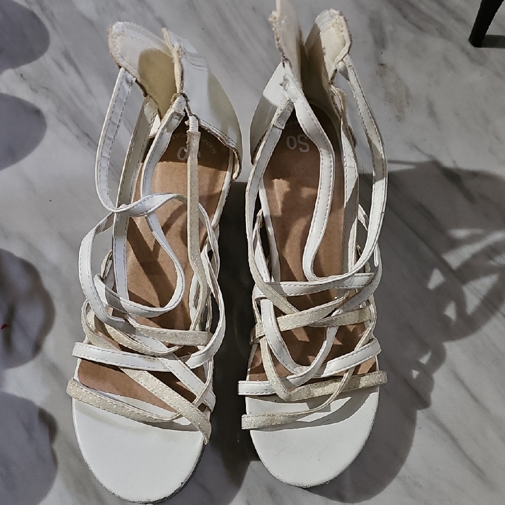SO White Strappy Sandals with Ankle Strap